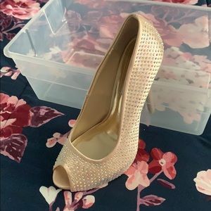 Rhinestone and satin heels Glamorous night out